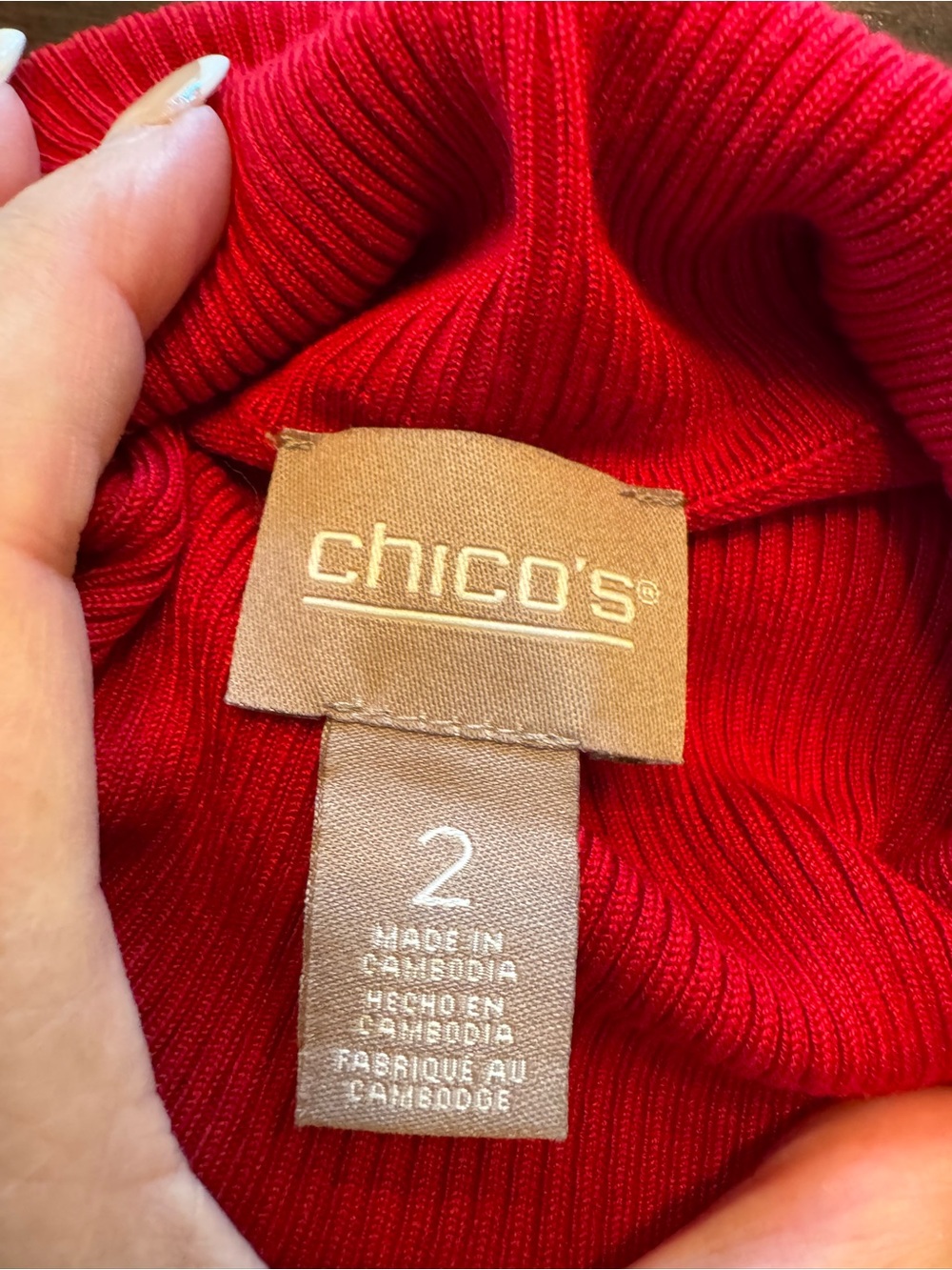 Chico's Red turtle  Neck Sweater - Picture 3 of 6